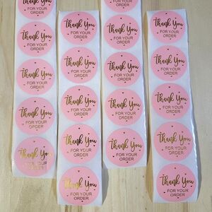 Pink and Gold Thank You Stickers for Orders 1.5 Inch 100 Stickers